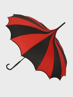 Batwing Pagoda Umbrella [Black/Red Striped]