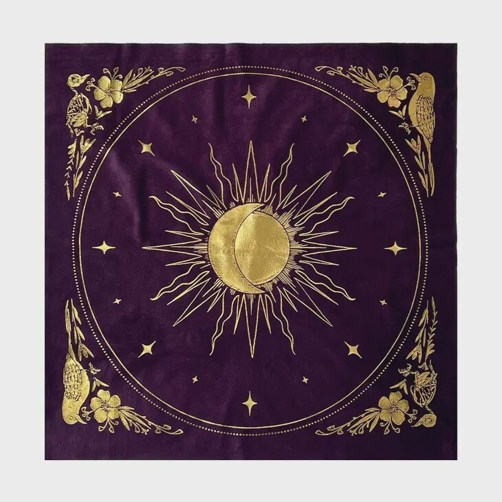 Velvet Altar Cloth - "Celestial" | Dark Purple Velvet + Gold Foil