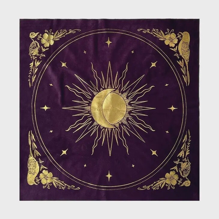 Velvet Altar Cloth - &quot;Celestial&quot; | Dark Purple Velvet + Gold Foil