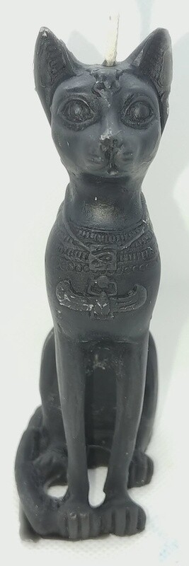 Bastet, goddess of cats, beeswax candle- Black