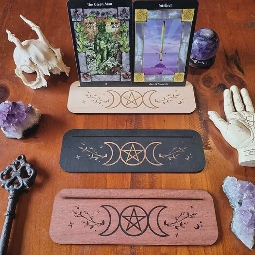 Triple Goddess Tarot &amp; Oracle Card Display Stand Gold Three Card