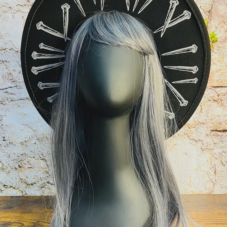 Vegan Felt Wide Brim Hat - Flat Top Xl Brim - &quot;Coffin Nails&quot;