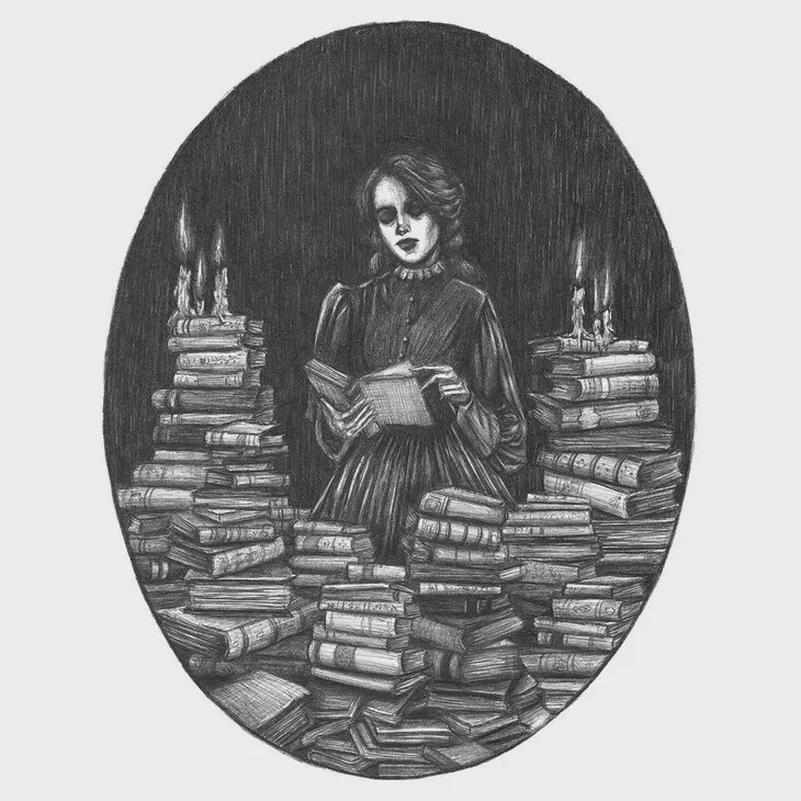 Bury Me in Books Fine Art Print - Dark Academia 8x10