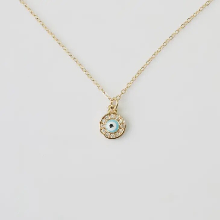14kt Gold Filled Evil Eye Charm Necklace
