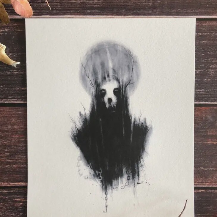 Cemetery Maw -Halloween Art Print 8x10