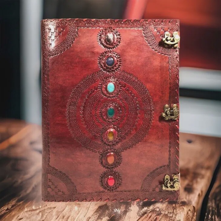 Blank Grimoire with the 7 Stones of Protection