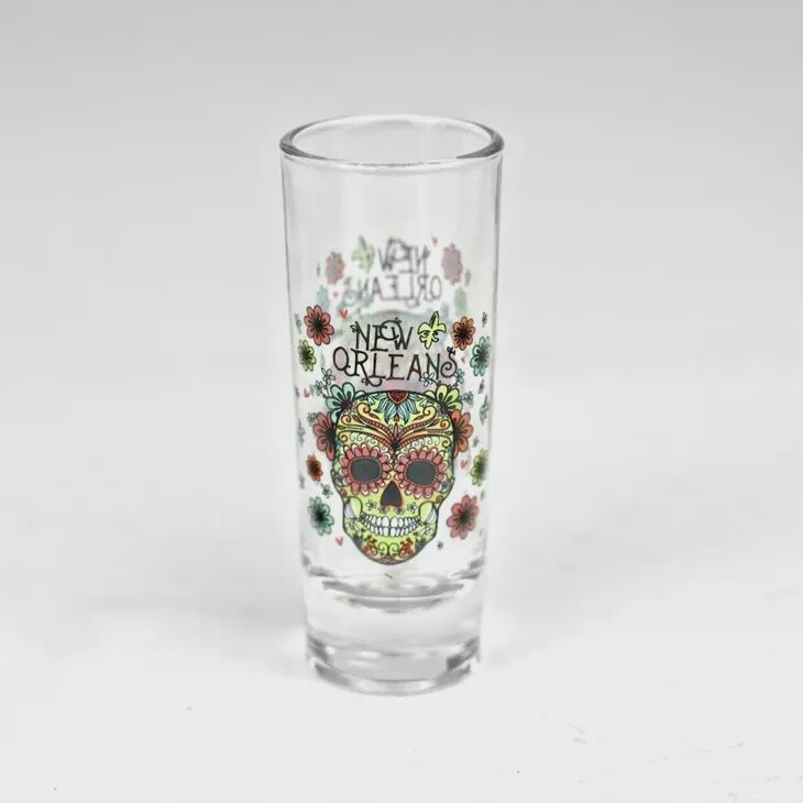 Floral Sugar Skull Shot Glass