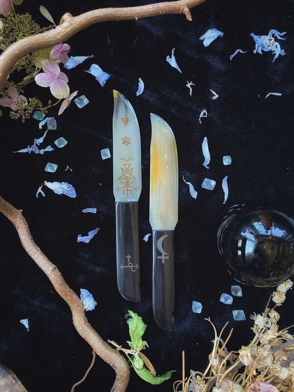 Etched Bone Ritual Knife and Athame Lilith