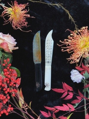 Etched Bone Ritual Knife and Athame Runic