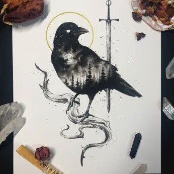 The Morrigan/ Battle Crow - Art Print 8x10