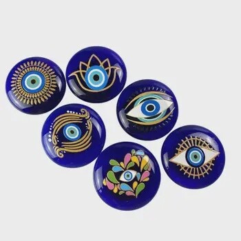 Evil Eye Magnet, Round Glass Fridge Magnet