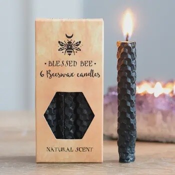 Set of 6 Black Beeswax Magic Spell Candles