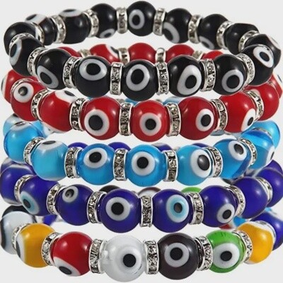 Evil Eye Stretch Bracelets Turkish Glass Colorful