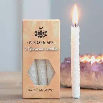 Set of 6 White Beeswax Magic Spell Candles