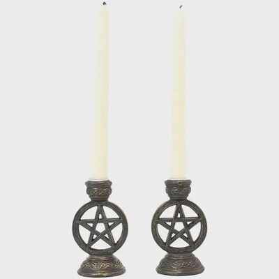 Wiccan Pentagram Candle/Incense Holder Pair