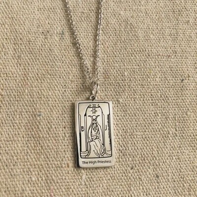 Tarot Necklace - the High Priestess - Silver