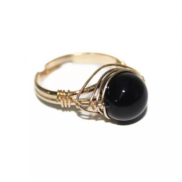 Obsidian Aura Ring &quot;Grounding &amp; Protection&quot;