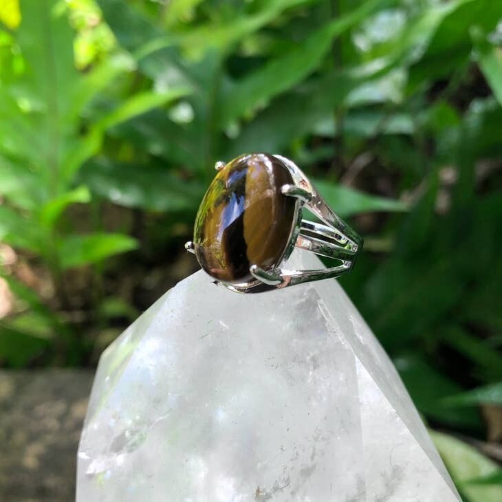Tiger&#39;s Eye Gemstone Adjustable Ring
