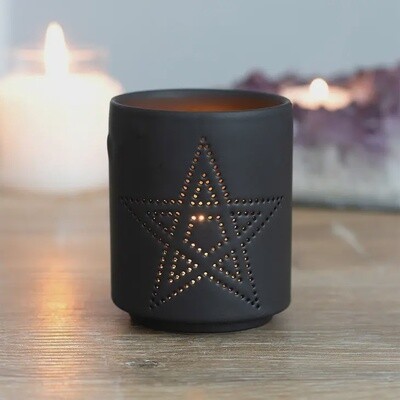Small Black Pentagram Cut Out Tealight Candle Holder