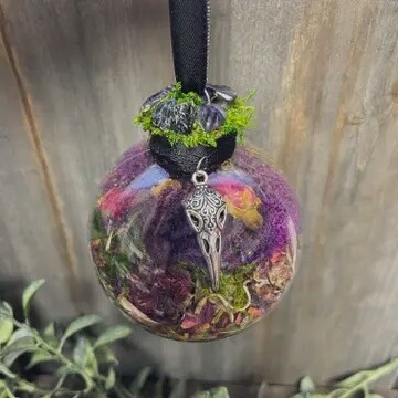Raven Skull Witch Ball