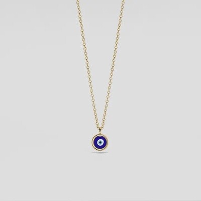 Turkish Blue Evil Eye Charm Necklace in 925 Sterling Silver