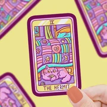 Cat Tarot Stickers, Name: The Hermit