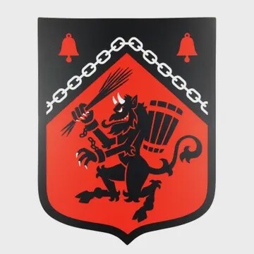 Krampus Rampant Heraldic Shield Sticker