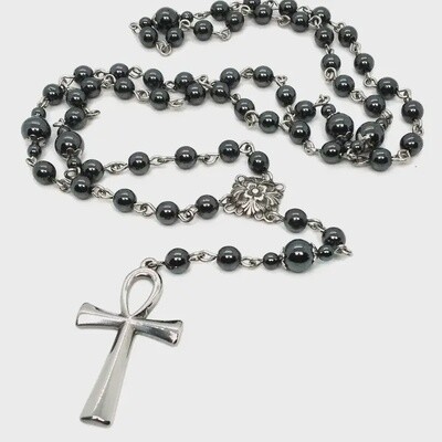 Steel Ankh Rosary