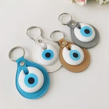 Faux Leather Evil Eye KeyChain