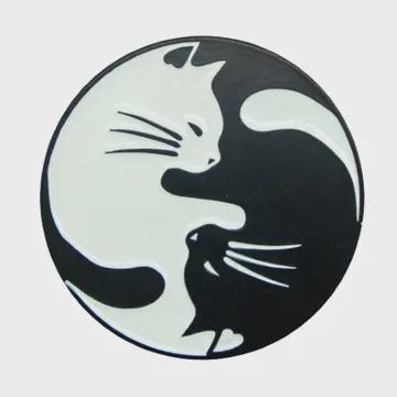 Yin Yang Enamel Cat Pin