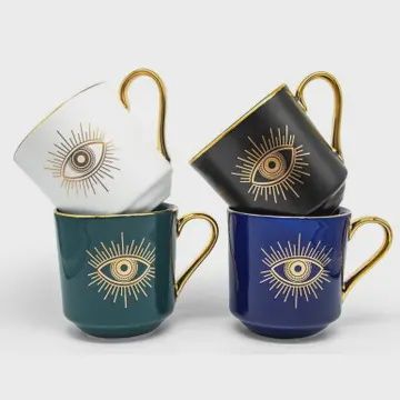 Ceramic Evil Eye Mug Set of 4