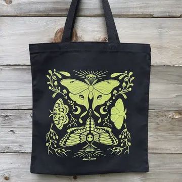 Moth-Er Nature Tote Bag | Moths | Mushrooms | Moon