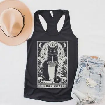 Coffee Lover T-Shirt Tarot Card Iced Coffee