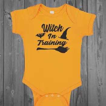 Witch In Training Baby Bodysuit, Size: Yellow 6mos