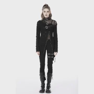 Distressed Punk Long Sleeve Buckle Shirt