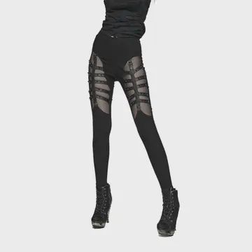Punk Hollow Mesh Leggings