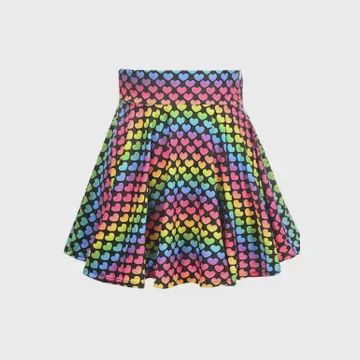 Rainbow Hearts Stretch Lycra Skirt