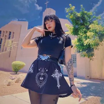 Sacred Heart Eye and Cross Skater Skirt