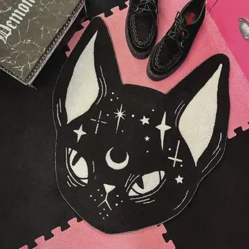 Black Cat Shaped Accent Rug