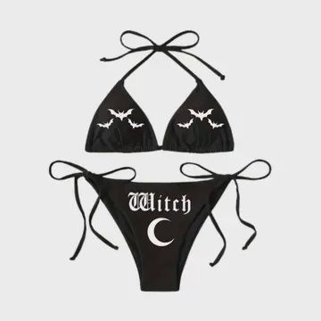 Witch, Gothic Alt Bikini Swim Suit White