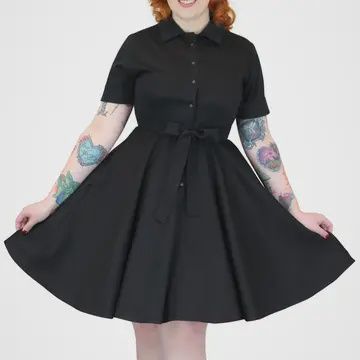 Black Circle Dress with Short Sleeves