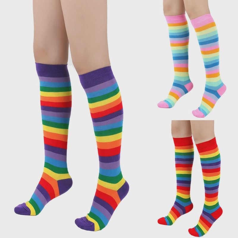 Rainbow Striped Socks Knee Length