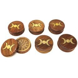 Wooden Herb Grinders 3&quot;, Name: Triple Moon Herb Grinder 3&quot;