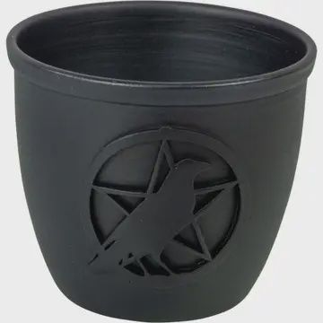 Metal Pot Taper Candle Holders, Name: Metal Pot Taper Candle Holder - Pentacle w/ Raven