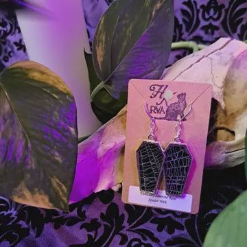 Real Spiderweb Coffins Silver (Earrings)