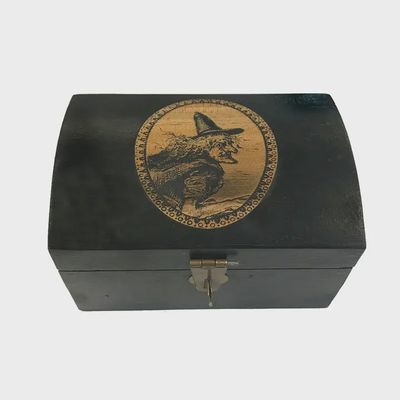 4-3/4&quot; Witch Engraved Wood Box