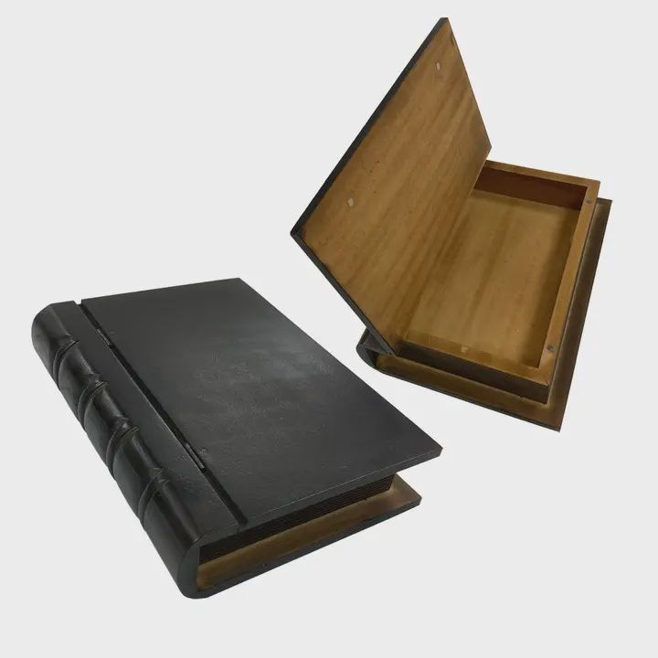 10&quot; Black Wood Hollow Book Safe Storage Box