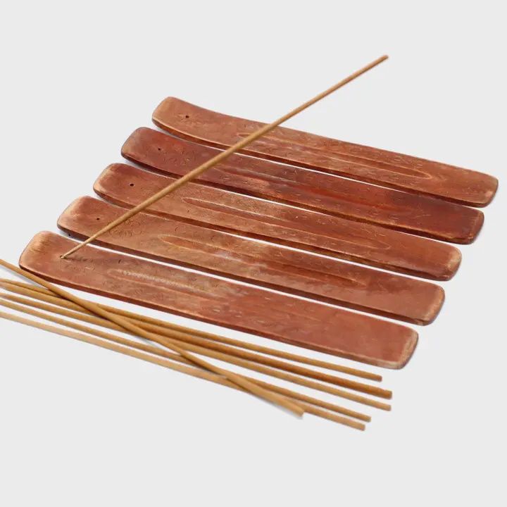 Carved Mango Wood 10&quot; Incense Ashcatcher