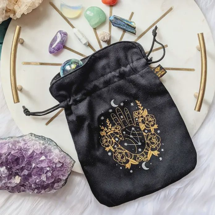 Black Tarot Pouch, Mystical Bag, Card Holder, Spell Bag