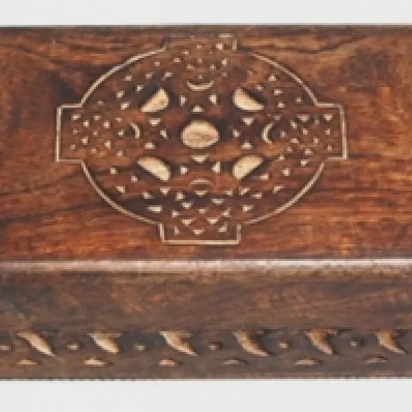 Celtic Cross Carved Wooden Box 4x6&quot;